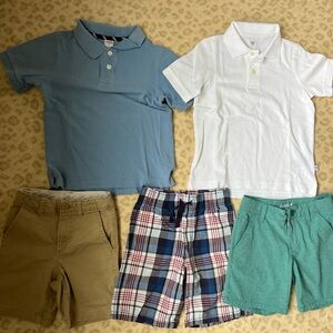 GAP Kids Polo Shirt and Shorts Set - Blue, White, Tan, Plaid, Green